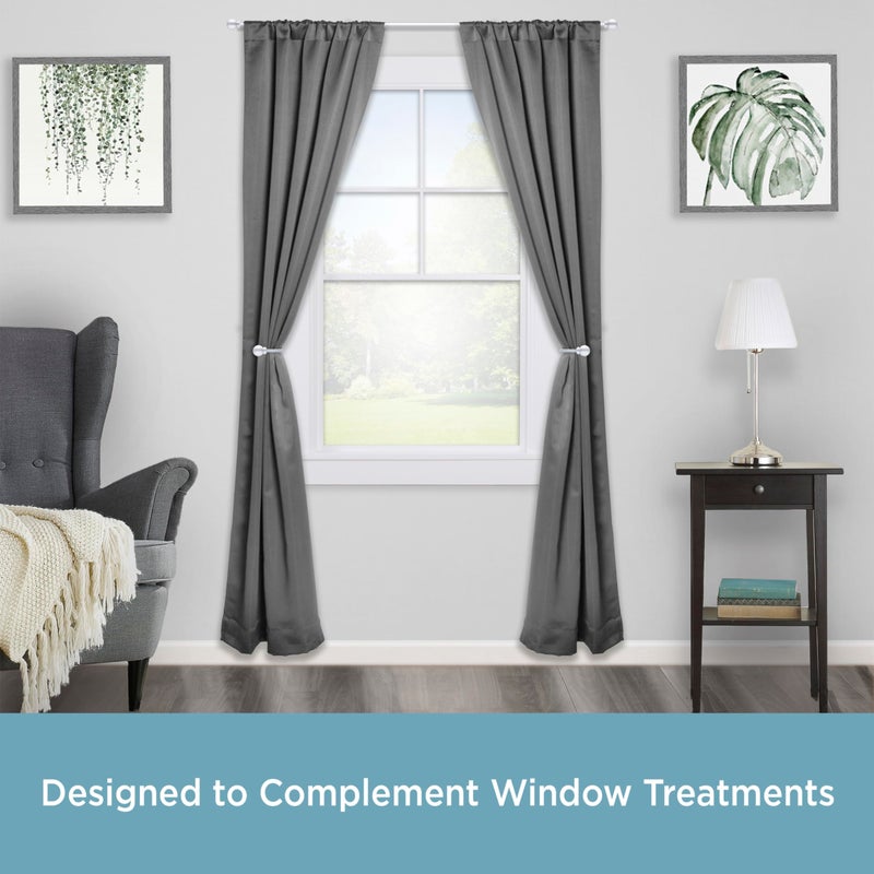 Kenney KN74807 Chelsea Ball End Steel Curtain Holdbacks for Curtains and Drapes, 2-Pack, Brushed Nickel - Image 2